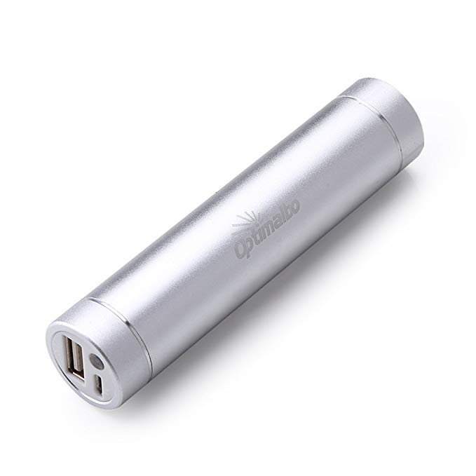 Optimalbo Jn800 3000mah Lipstick-sized Portable Charger Battery Bank Built-In LED HD FlashLight for Iphone, Nokia,samsung, Gopro and More (Silver)