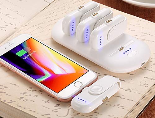 New Mini Wellcows Portable Power Bank Charger Station 5000mAh with 3 Charging Packs in 1000mAh Each One for Apple, Android and Type C Phones