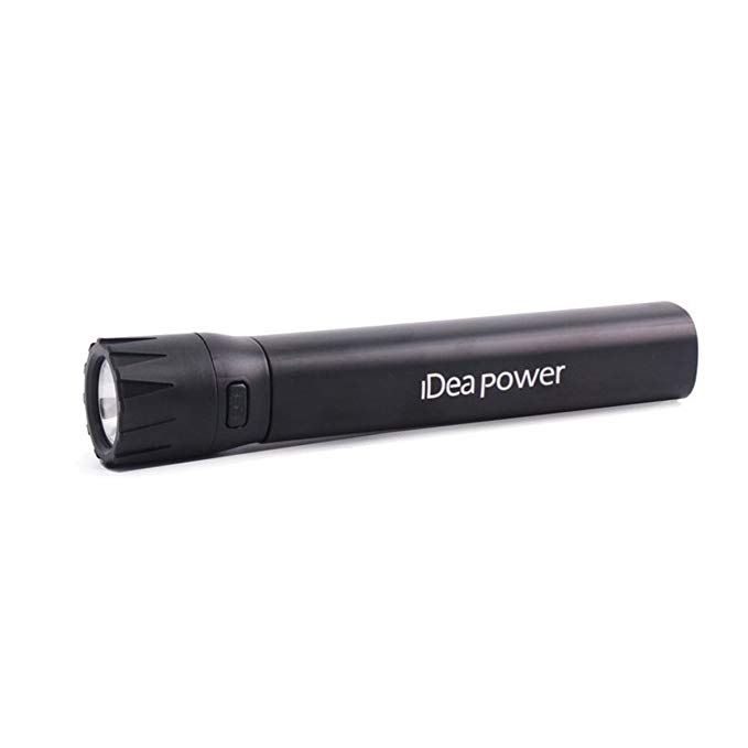 IdeaUsa 600 mAH Portable Backup Battery Charger Power Bank with Flashlight, Mobile Power Source - Black Y-17B