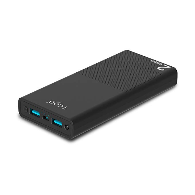 TG90 Power Bank 20000mAh Portable Charger Support QC 3.0 Fast Charging for iPhone iPad iPod Samsung Galaxy Sony Android Phone Tablet and More (Black)