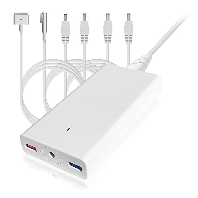 BatPower A90 Slim 90W Charger for MacBook Pro Air Replace for Apple 85W A1424 A1398 A1343 A1222 A1172 A1290 MD506LL/A MC556LL/B Ac Power Adapter Cord, QC 3.0 USB Fast Charging for Tablet Smartphone