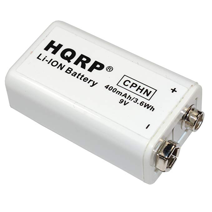 HQRP 9V 400 mAh Li-ION 9-Volt Rechargeable Smoke Detectors/Microphone and Guitar Systems/High Capacity Battery plus Coaster