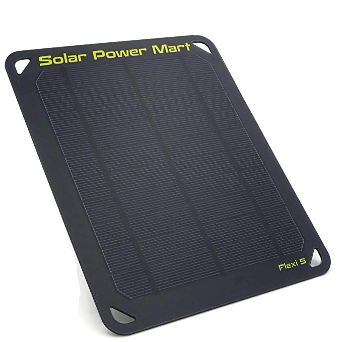Solar Power Mart FLEXI 5 USB Solar Charger 5Wp 5V, Semi Flexible Portable Solar Charger, Matte Black
