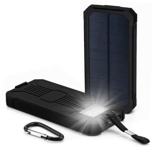 Waterproof 300000mAh Portable Solar Charger Dual USB Battery Power Bank F Phone#Black