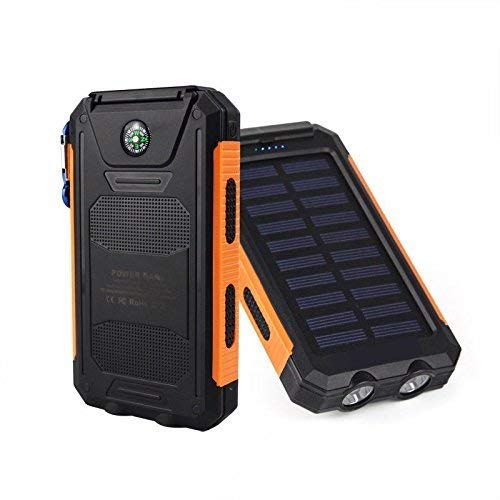 50000mah Solar Power Bank 2 LED 2 USB Battery Charger Waterproof Black+Orange