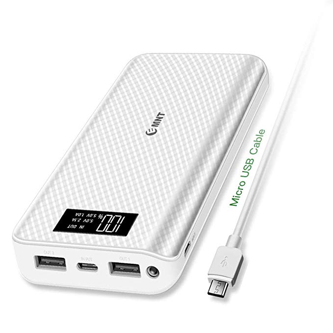 Portable Charger,24000mAh Power Bank EMNT 2.4A Quick Charge 2.0 Compact USB Type C Port External Battery Pack for Smartphones,iPhone X iPhone 8,Ipad,Samsung Galaxy S8,Tablets and More-White