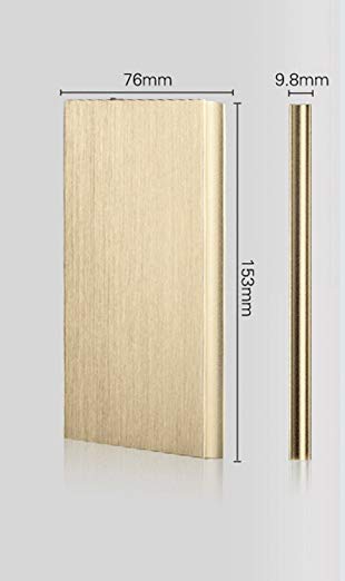 Power Bank,Ultra-thin Metal Case 20000mAh Dual USB Polymer Battery Charger with LED Light Golden