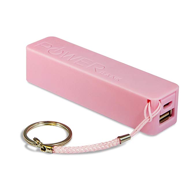 TOOGOO Portable External Battery Charger Power Bank 18650 with Keychain (Without Battery) (Pink)