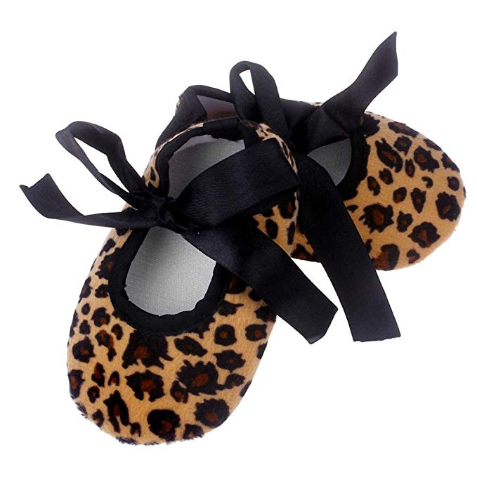 Minisoya Infant Baby Girls Bowknot Leopard Printed Prewalker Shoes Princess Soft Crib Shoes Newborn Toddler Cloth Shoes