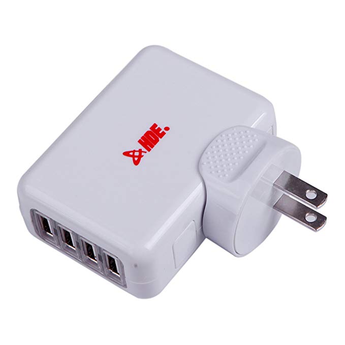 HDE 4 Port USB Wall Charger with International Plugs - AC DC Power Adapter Worldwide Travel Charge Kit