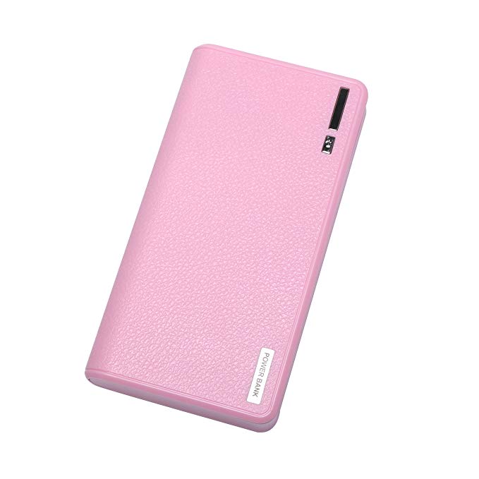 Power Bank 20000mah Portable Charger Dual USB Output External Cell Phone Battery Pack with LED Light for iPhone, iPad Samsung Galaxy and More (Pink)