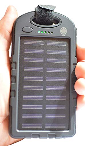 Huge Capacity Battery Bank Solar Charger, 30000mAh - 15 Times Your Cell Phone Capacity, Hand held, LED Light, Dual USB Charger for Cell Phones, GoPro Camera, GPS, etc. by Javary