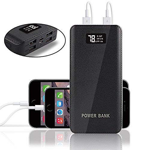 4 USB 500000mAh Power Bank LED External Backup Battery Charger Phone (Black)