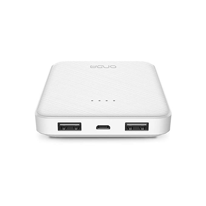 ONDA 10000mAh Portable Charger Dual-USB Ports External Battery Power Bank Pack with Indicator Light for Smartphone/IPad/MP3/MP4/Camera/Smart Bracelet, White