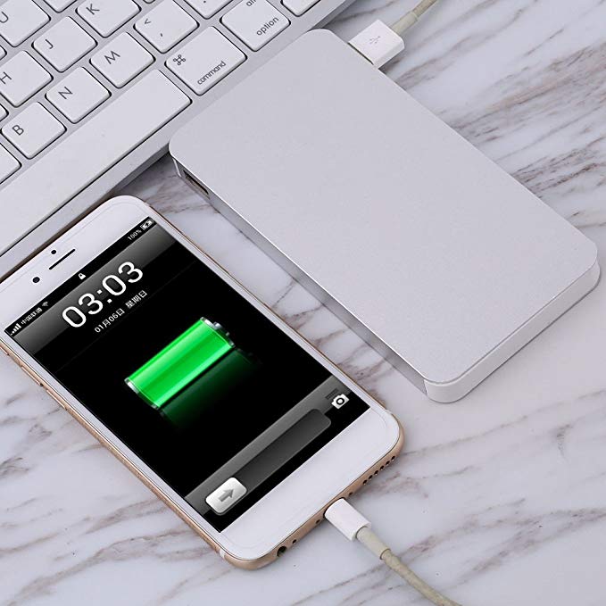 Ultra thin 50000mAh External Power Bank Charger Backup Battery Charger Ultra-Thin Aluminum Metal Case Dual USB Port 50000mAh Best Charger for All USB DEVICES iphone, Samsung, HTC, All Phones - Silver