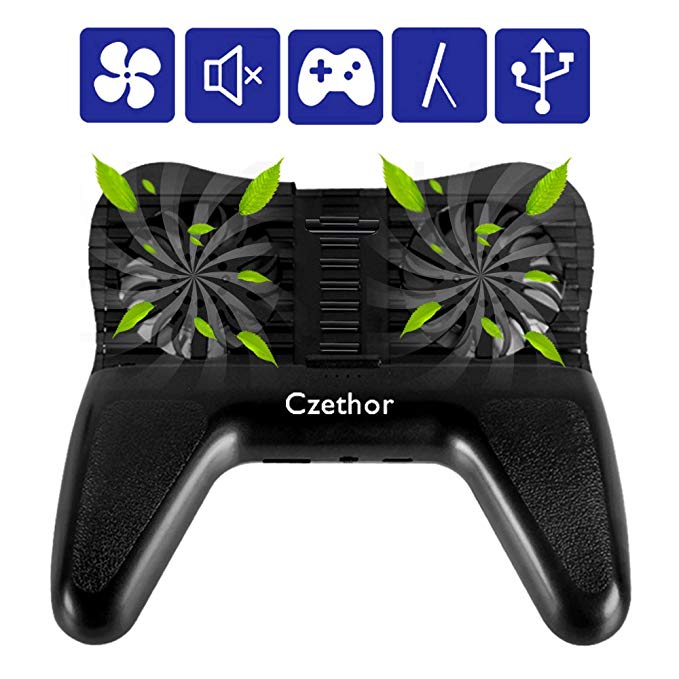 Phone Cooling Pad-Czethor 3 in 1 Cooling Fan Stand Holder with 2200mAh Portable Charger External Battery Suitable for Watching TV Mobile Games PUBG/Knives Out/Rules of Survival