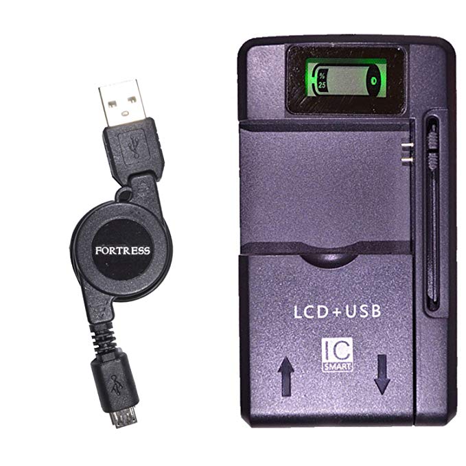 Compact Universal USB Wall Travel Spare Battery Charger with LCD Indicator Screen for ZTE Z796C Z796 796C 796 Majesty Samsung Galaxy S5 S4 S3 Note 3 Note 2 LG G3 G2 HTC Nokia Motorola Cell Phone