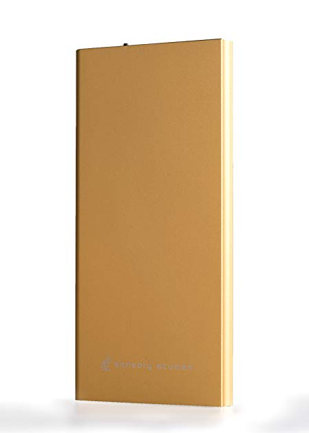 Power Bank / portable battery charger 20,000 mAh, 2 USB ports 5V/1A; 5V/2.1A, slim, 3-in-1 cable, 12.3 ounces, flashlight, charges in 4-5 hours (Gold)
