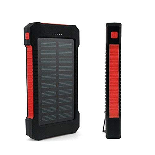 Solar Charger, Solar Power Bank 30000mAh Portable Dual USB Power Charger Backup LED Flashlight External Battery Solar Panel Charger for iPhone, iPod, Samsung, LG, HTC (Red)