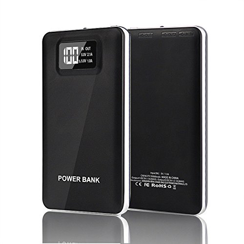 50000mAh Power Bank Dual USB LCD External Backup Battery Portable Phone Charger (Black)