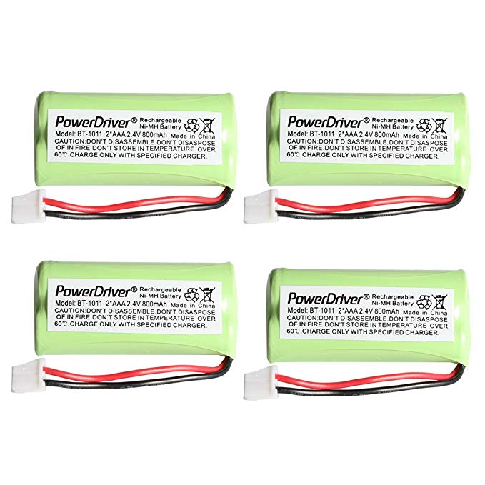 PowerDriver 4 Pcs Rechargeable Cordless Home Phone Battery for Uniden BT-1011 BT1011 BT-1018 BT1018 DECT3080 DECT 3080 Series DCX300